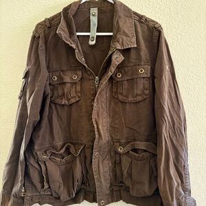 Hurley denim jacket brown size 46